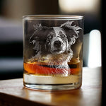 Pet photo on glass in a professional kitchen, your pet etched