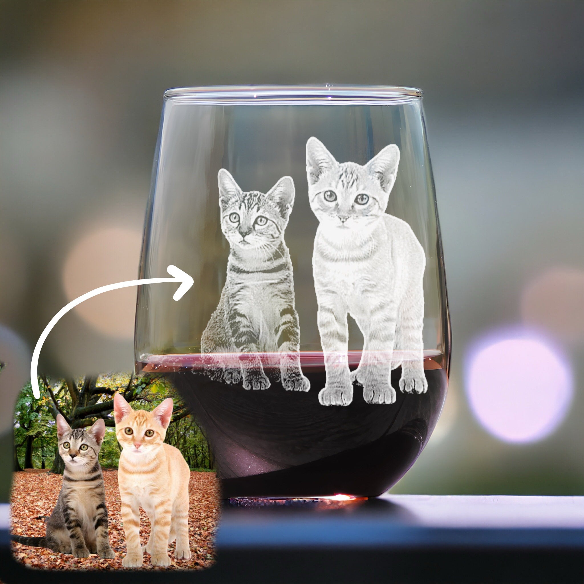 Custom Engraved Cat Wine Glass - Personalized Cat Photo Glassware | Unique  Feline Memorial Christmas Gift - BarwareHub - Quality Glass Etching &  Engraving